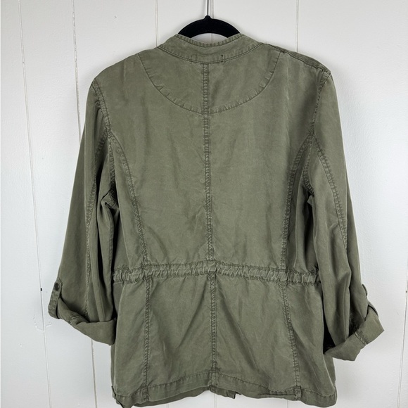 Social Standard by Sanctuary Utility Jacket Green Tencel Drawstring L - Picture 3 of 8